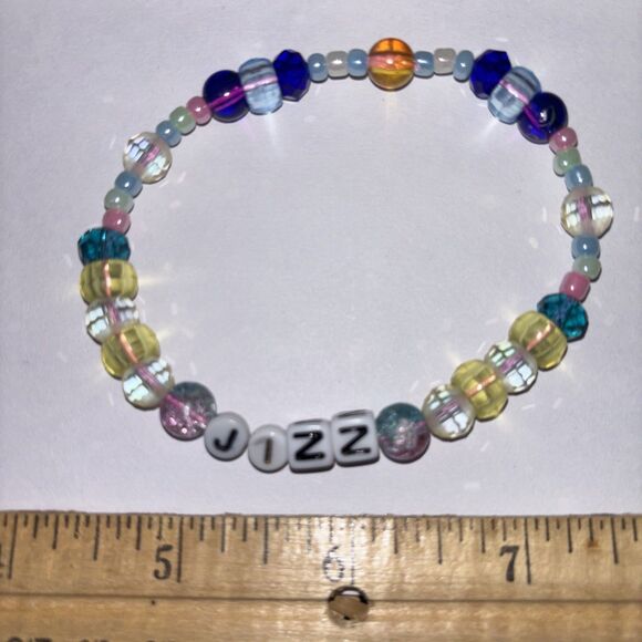 Multicolor “J*zz” Bracelet Adult Humor Beaded Handmade Naughty Accessories - Picture 1 of 3